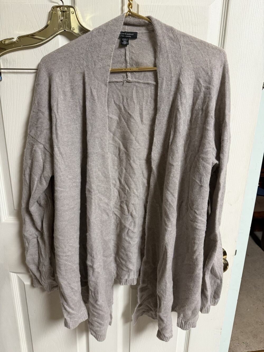 2 Lot Saks Fifth Ave Pure Cashmere Pink Sweater 42w Gray Cardigan 46w 31L Med
